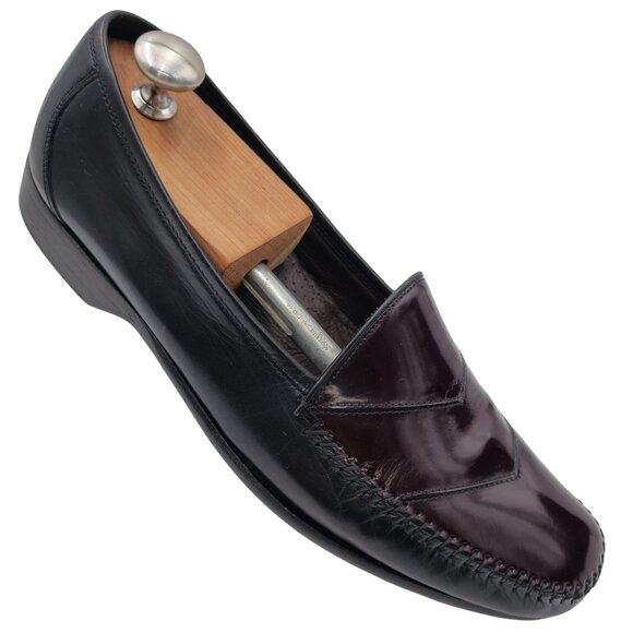 Vintage Bragano Cole Haan Italy Men 11.5M Brown Black Leather Dress Shoes Loafer main image 4